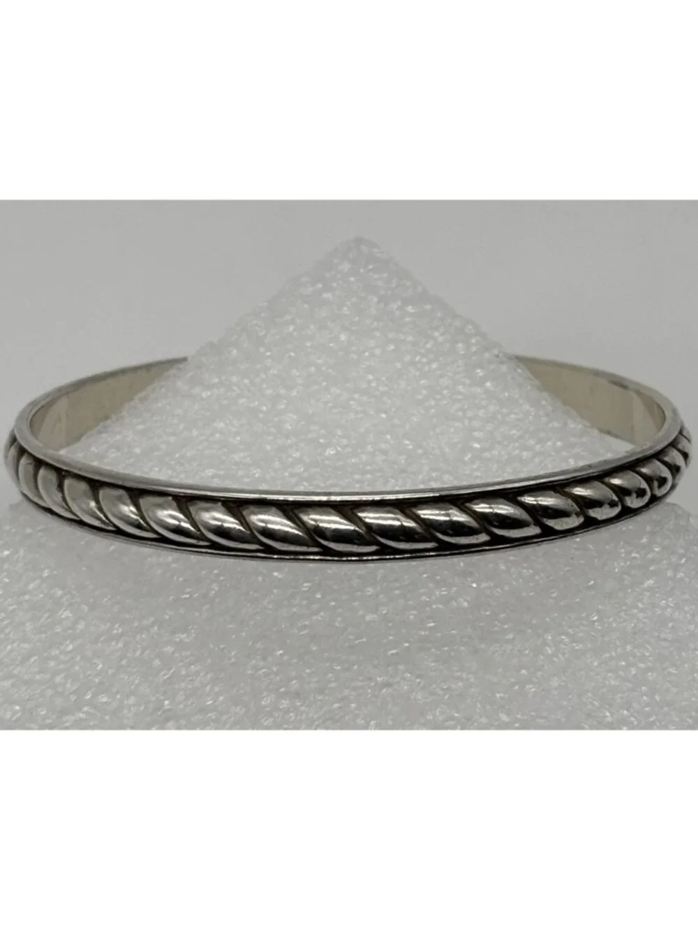 Brighton Southwest Dream Plaza Bangle Bracelet in Silver Plate Twisted Flat Rope
